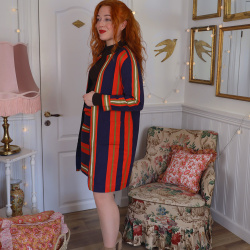 Elegant Striped Danish Design Vintage Set | XS