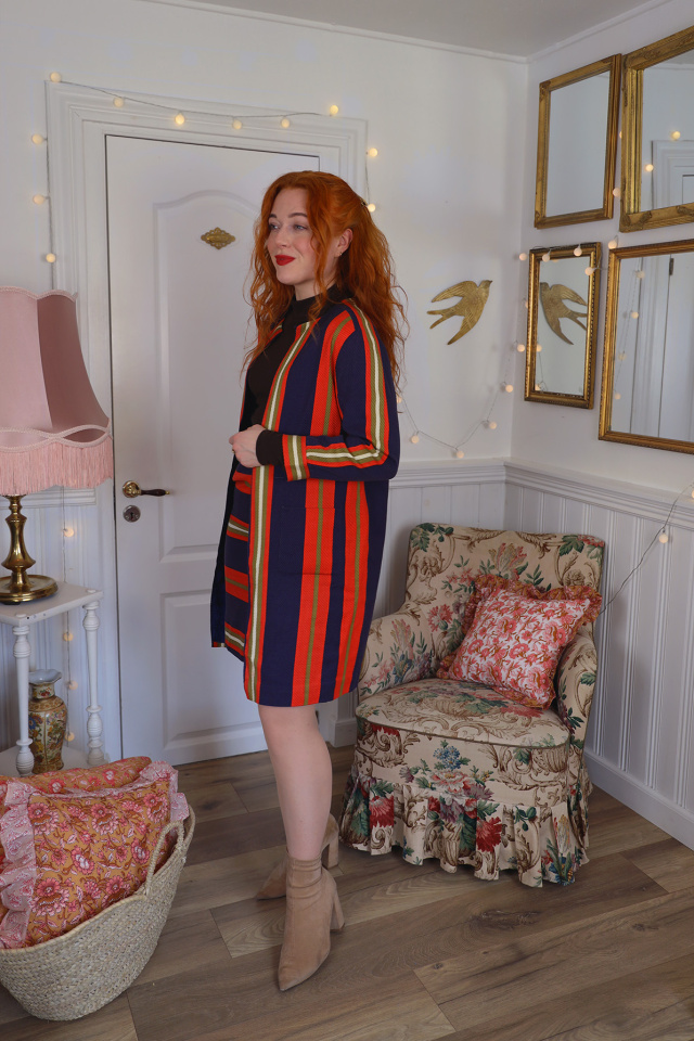 Elegant Striped Danish Design Vintage Set | XS