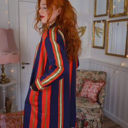 Elegant Striped Danish Design Vintage Set | XS