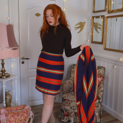 Elegant Striped Danish Design Vintage Set | XS