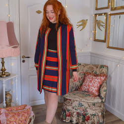 Elegant Striped Danish Design Vintage Set | XS