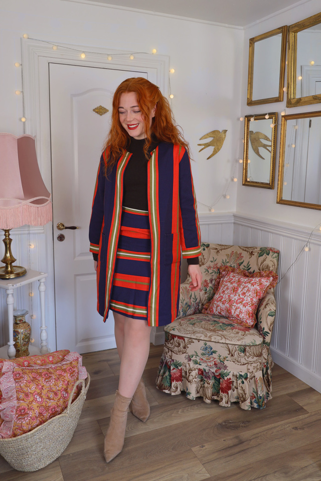 Elegant Striped Danish Design Vintage Set | XS