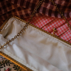 Blue &amp; Pink Floral Needlepoint Vintage Purse