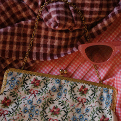 Blue &amp; Pink Floral Needlepoint Vintage Purse