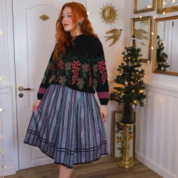 Blue &amp; Pink Striped Vintage Skirt | S