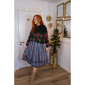 Blue & Pink Striped Vintage Skirt | S