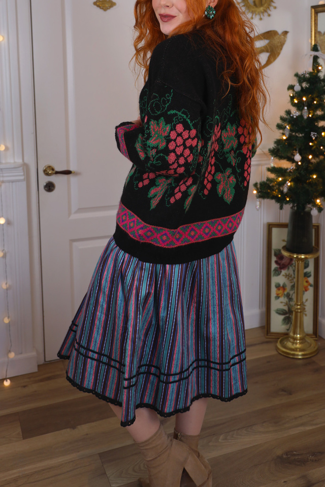 Blue &amp; Pink Striped Vintage Skirt | S