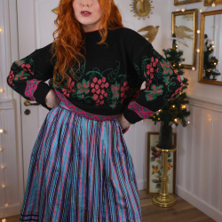 Blue &amp; Pink Striped Vintage Skirt | S