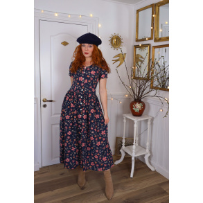 Blue Plum Floral 90's Vintage Dress | S
