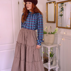 Blue &amp; Purple Checkered Vintage Blouse | S