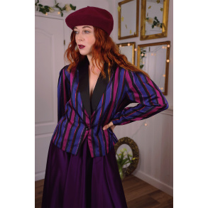 Blue & Purple Striped Vintage Blazer Top | L