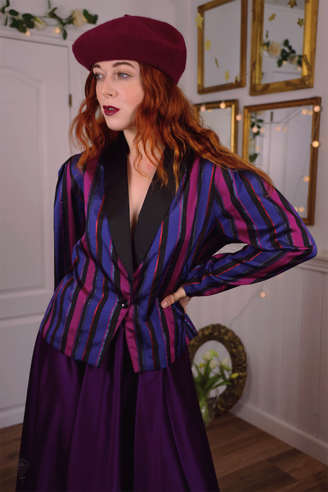 Blue &amp; Purple Striped Vintage Blazer Top | L