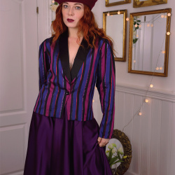 Blue &amp; Purple Striped Vintage Blazer Top | L