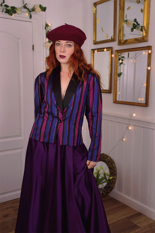 Blue &amp; Purple Striped Vintage Blazer Top | L