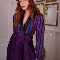 Blue &amp; Purple Striped Vintage Blazer Top | L