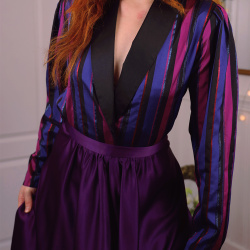 Blue &amp; Purple Striped Vintage Blazer Top | L