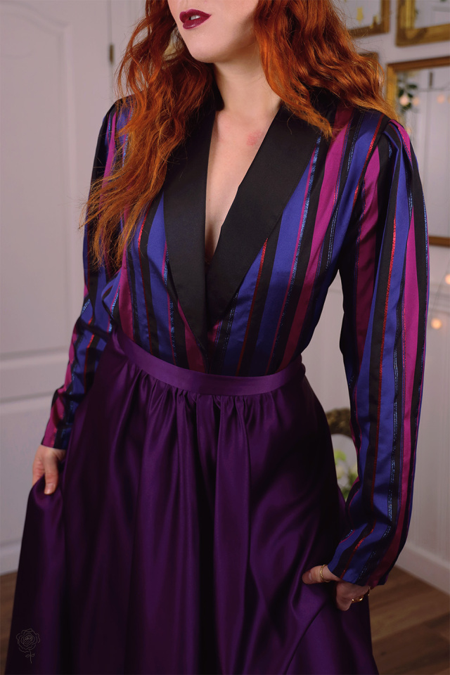 Blue &amp; Purple Striped Vintage Blazer Top | L