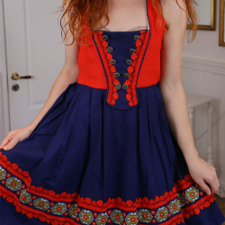 Blue &amp; Red Austrian Vintage Dress | XS
