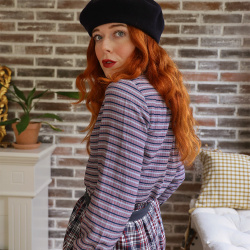 Blue &amp; Red Pattern Vintage Blouse | XS/S