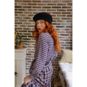 Blue & Red Pattern Vintage Blouse | XS/S