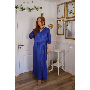 Blue Beaded 70's Maxi Vintage Dress | XL/XXL