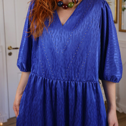 Blue Beaded 70's Maxi Vintage Dress | XL/XXL