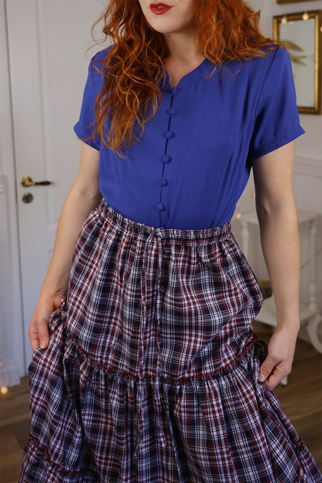 Blue Button Vintage Top | S/M