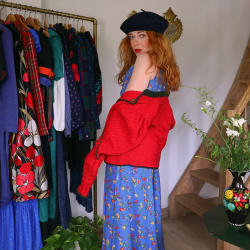 Blue Floral 90's Vintage Dress | S