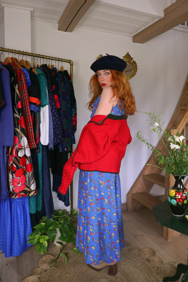 Blue Floral 90's Vintage Dress | S