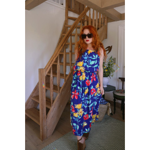 90's Blue Floral Summer Viscose Set | S