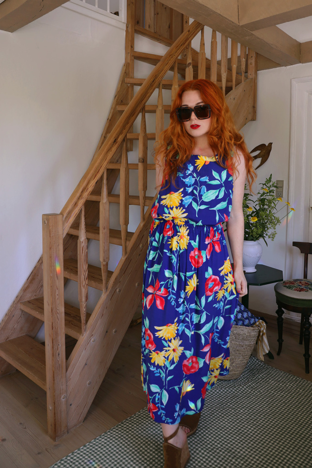 90's Blue Floral Summer Viscose Set | S