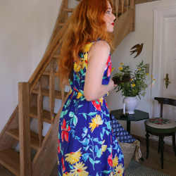 90's Blue Floral Summer Viscose Set | S