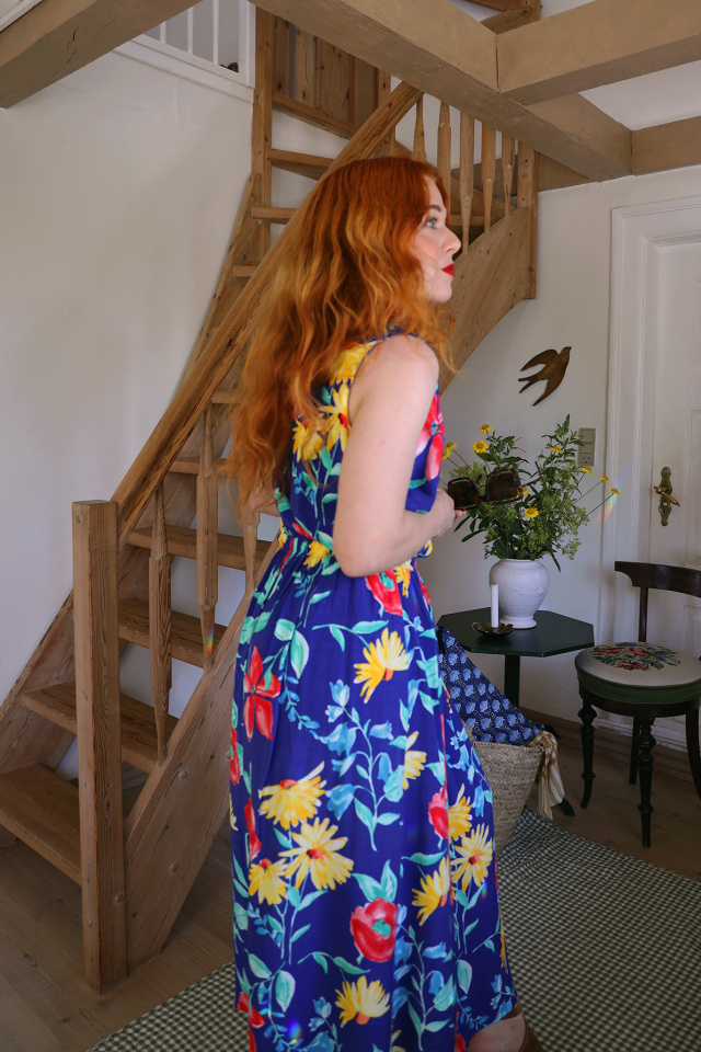 90's Blue Floral Summer Viscose Set | S