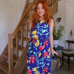 90's Blue Floral Summer Viscose Set | S