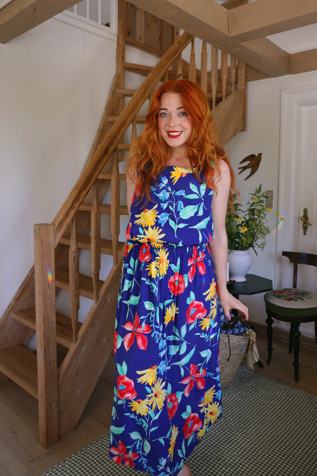 90's Blue Floral Summer Viscose Set | S