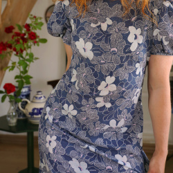 Blue Floral Maxi Vintage Dress | S