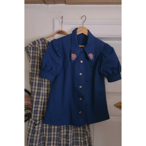 Blue Thick Cotton Vintage Top | S