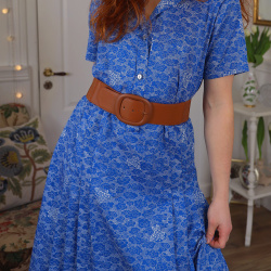 Blue Abstract Clouds Vintage Dress | L
