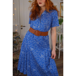 Blue Abstract Clouds Vintage Dress | L
