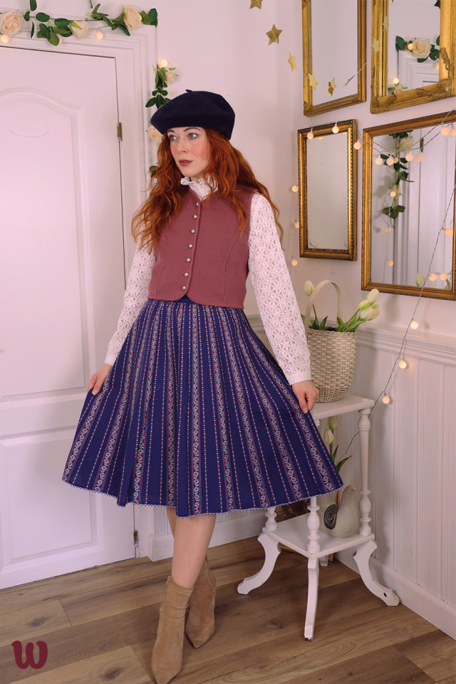 Blue Floral Vintage Skirt | M