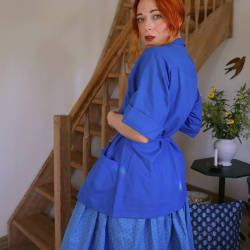 Elegant Blue Floral Vintage Skirt | M/L