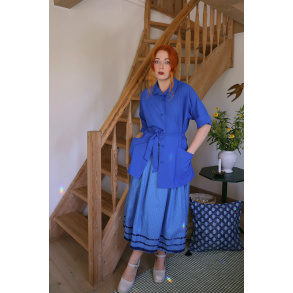Elegant Blue Floral Vintage Skirt | M/L