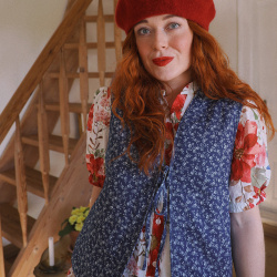 Blossom Spring Blue Cotton Waistcoat