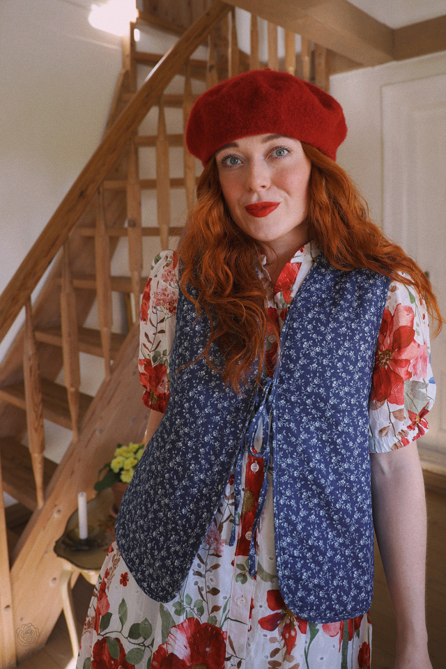 Blossom Spring Blue Cotton Waistcoat