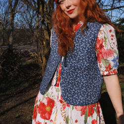 Blossom Spring Blue Cotton Waistcoat