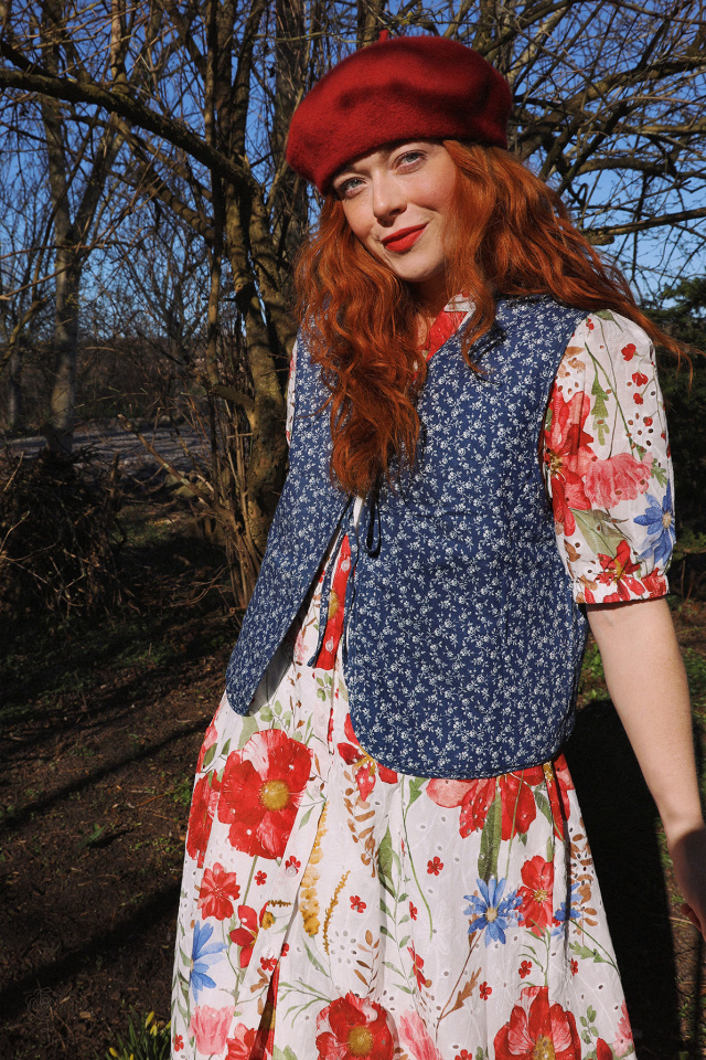 Blossom Spring Blue Cotton Waistcoat