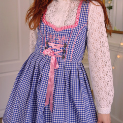 Blue Gingham Mini with Pink Details | S