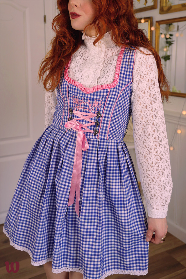 Blue Gingham Mini with Pink Details | S