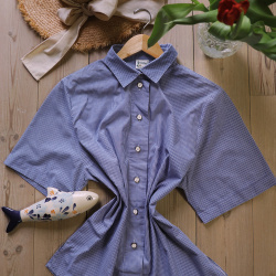 Mini Blue Gingham Vintage Blouse | L
