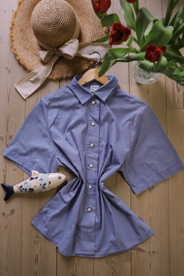 Mini Blue Gingham Vintage Blouse | L